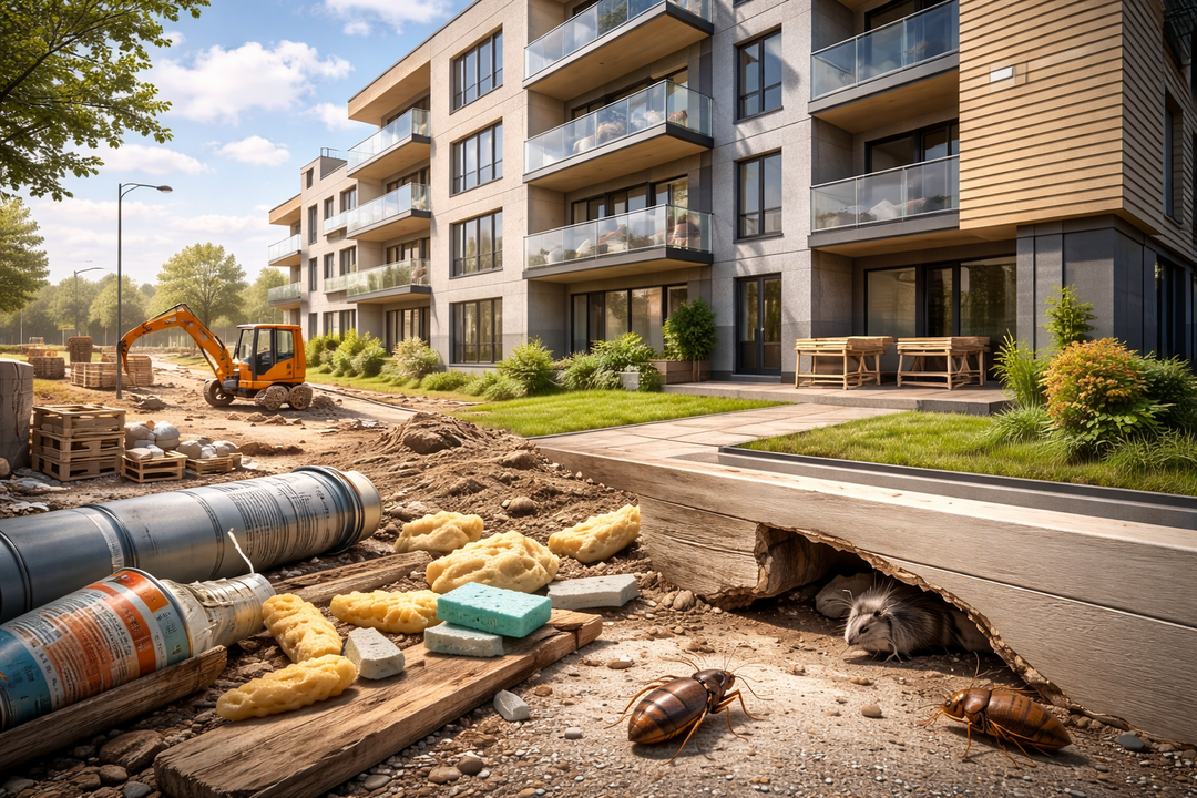 Kodėl kenkėjai atsiranda net naujos statybos pastatuose? Dažniausios priežastys