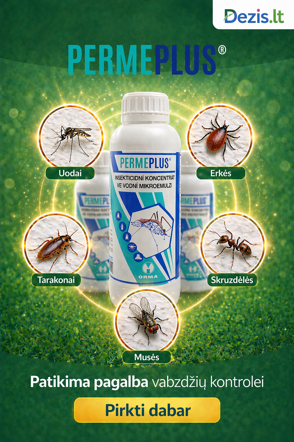 Insekticidas PERME PLUS koncentratas 1l, nuo skraidančių ir ropojančių vabzdžių