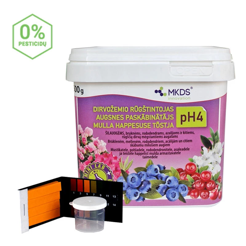 Dirvožemio rūgštintojas pH4 su mini laboratorija, 500 g