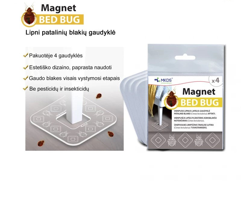 MAGNET BED BUG LIPNI GAUDYKLĖ PATALINĖMS BLAKĖMS, 4 VNT